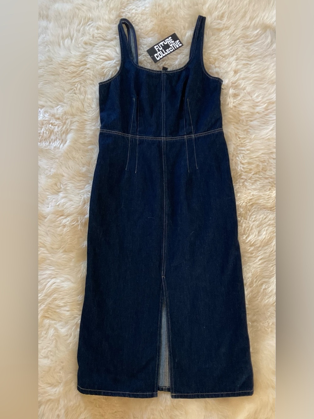 NWT Future Collective Denim MIDI Sheath Dress